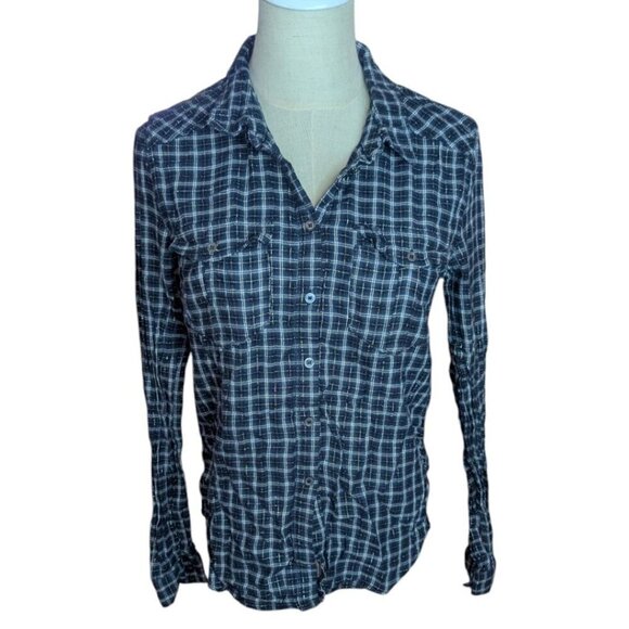 Paige Flannel Button Down Long Sleeve Shirt Medium - Picture 1 of 5